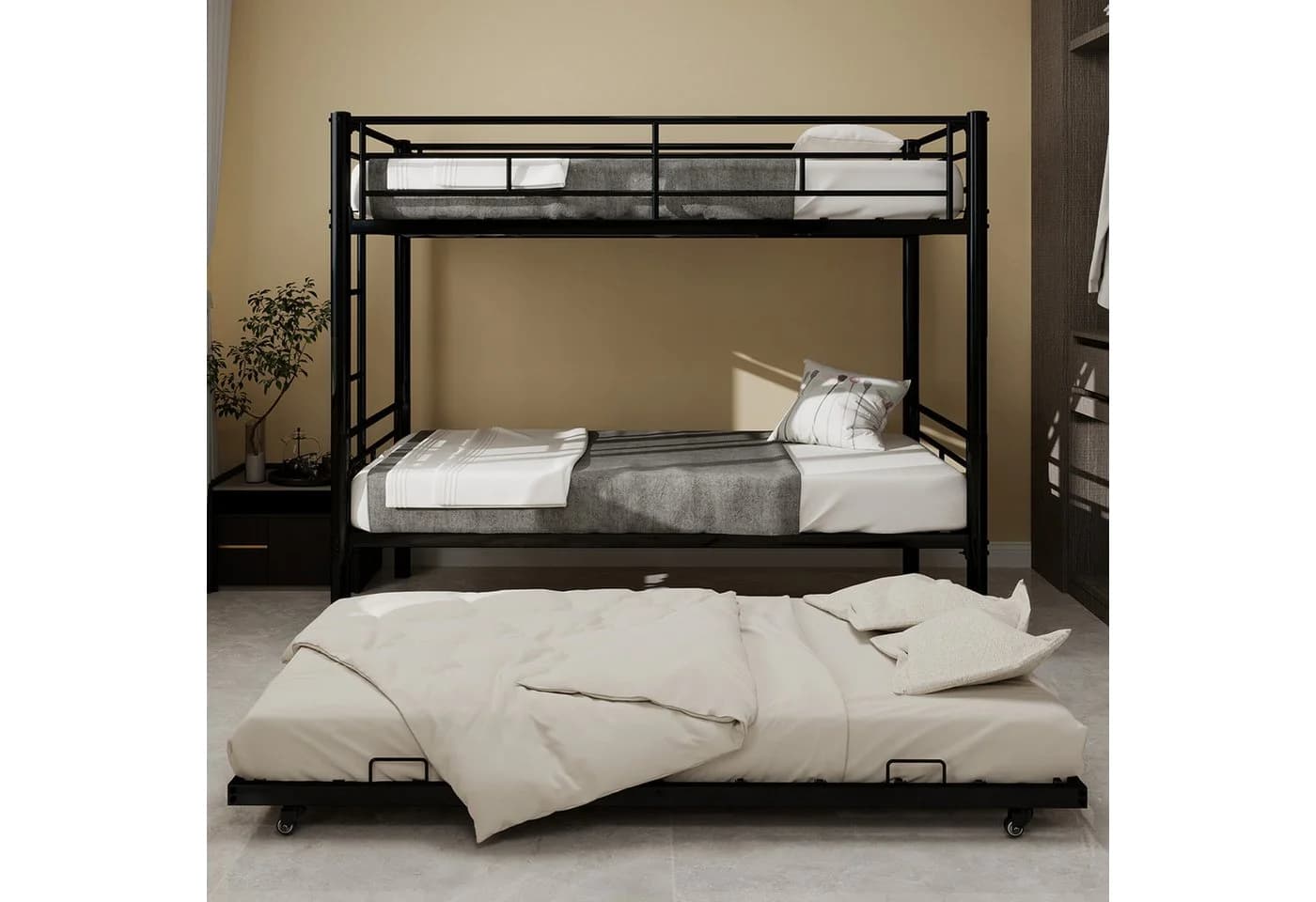 Odikalo Etagenbett Metall Hochbett Schwarz Weiß 2-in-1 Design