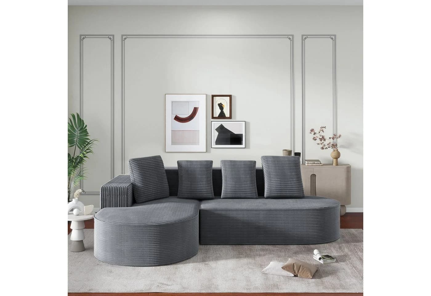 Odikalo Modulares Sofa Cloud-Sofa Grau L-förmig Relaxfunktion