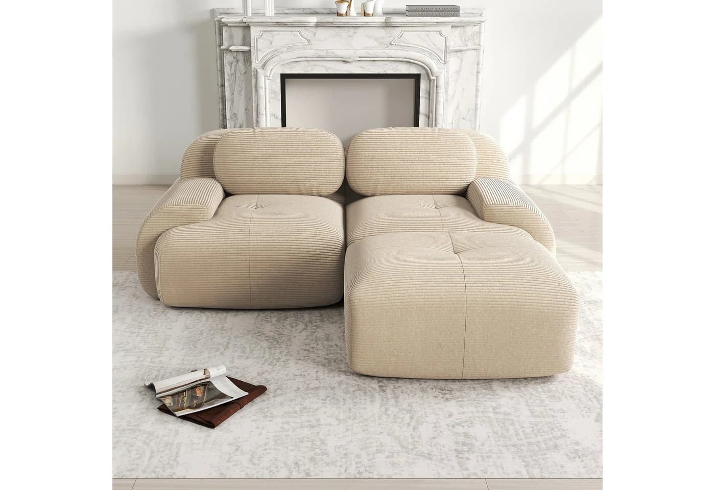 Odikalo 2-Sitzer Polstersofa Chaiselongue Mehrfarbig Modular Kombinierbar