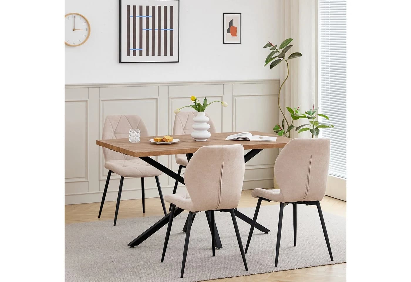 GrandCA HOME Esstisch Modern Dunkelbraun MDF Metallbeine