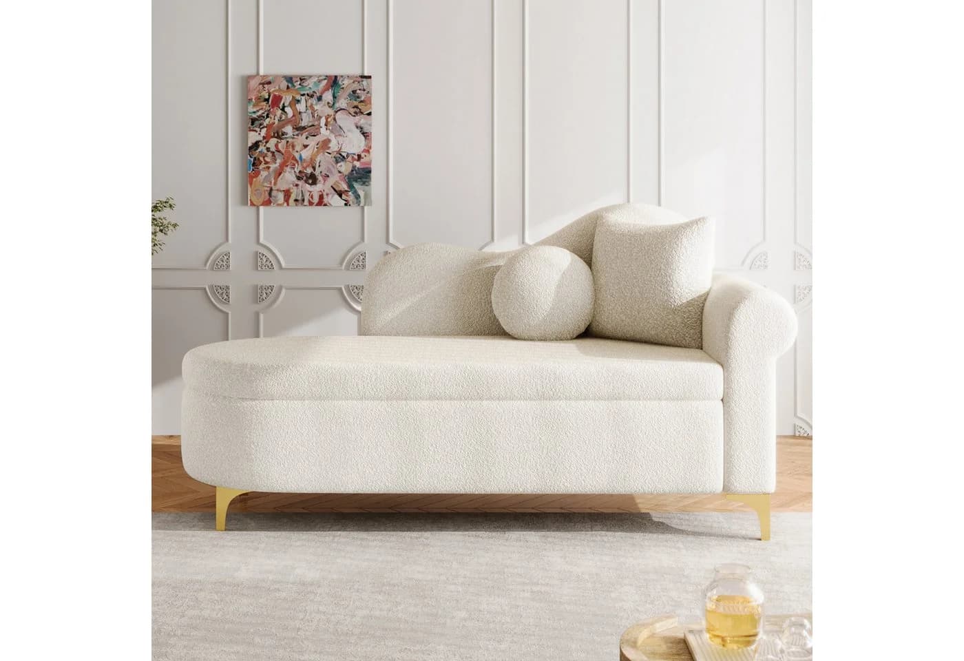 Odikalo Chaiselongue Relaxsessel mit Stauraum & Schlaffunktion Beige