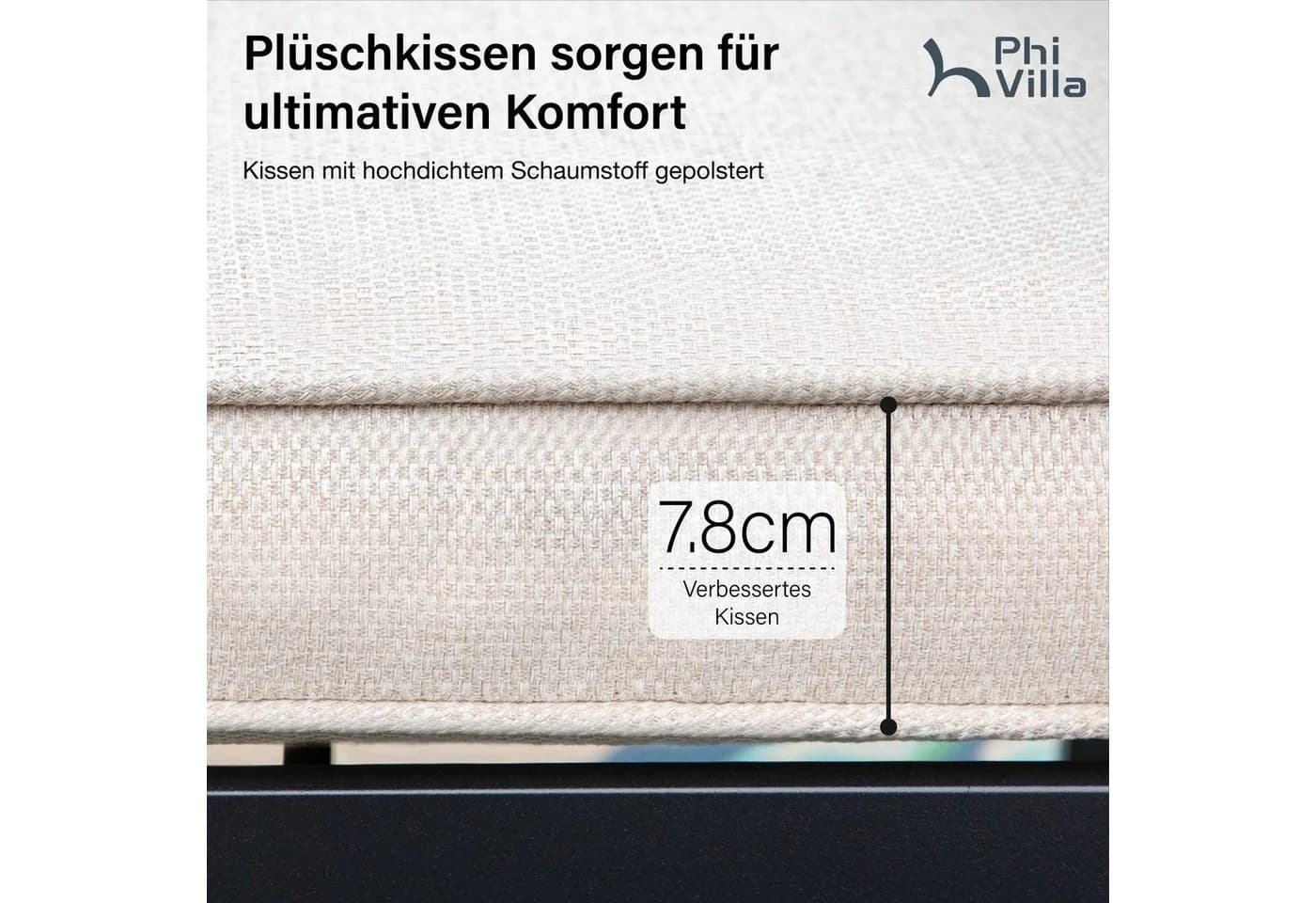 PHI VILLA Garten-Essgruppe Beige Rattan Holz