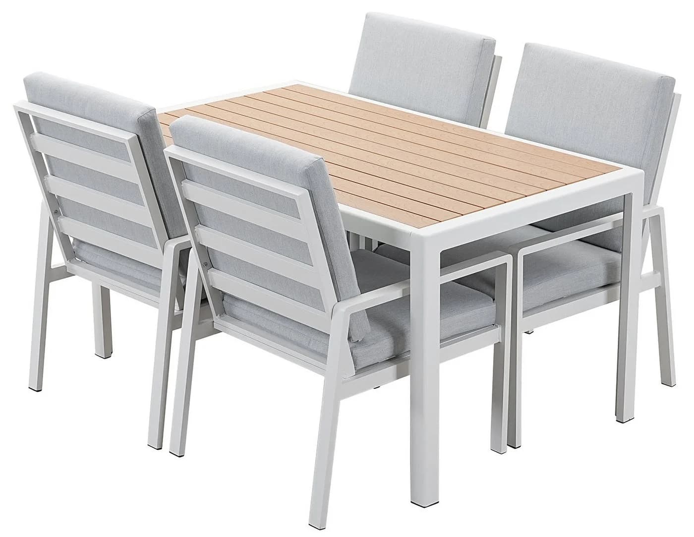 MeXo Gartenlounge-Set Aluminium Outdoor 5-tlg. Polywood Tisch & Auflagen
