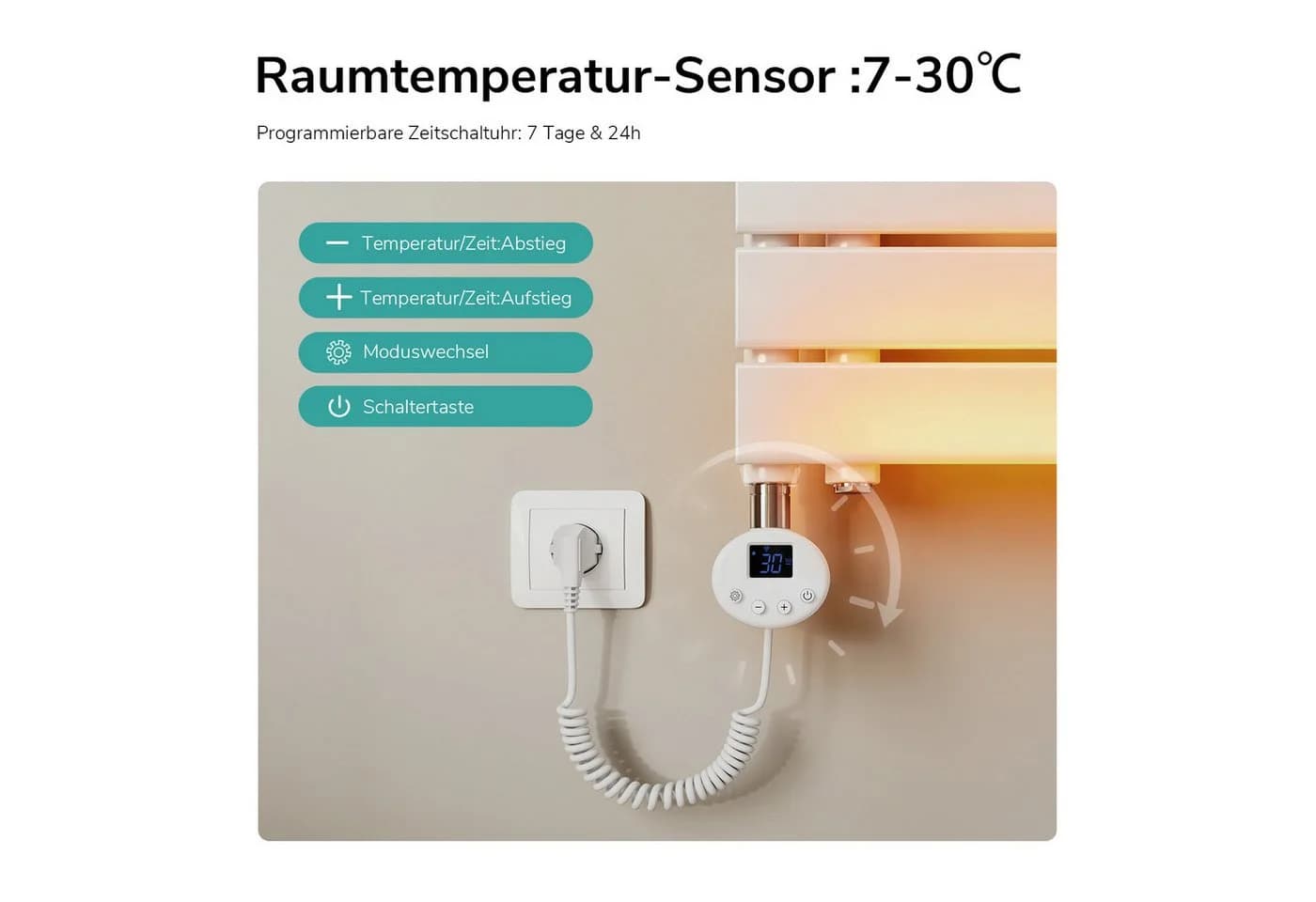 EMKE Elektrischer Badheizkörper mit WLAN App Steuerung & Thermostat