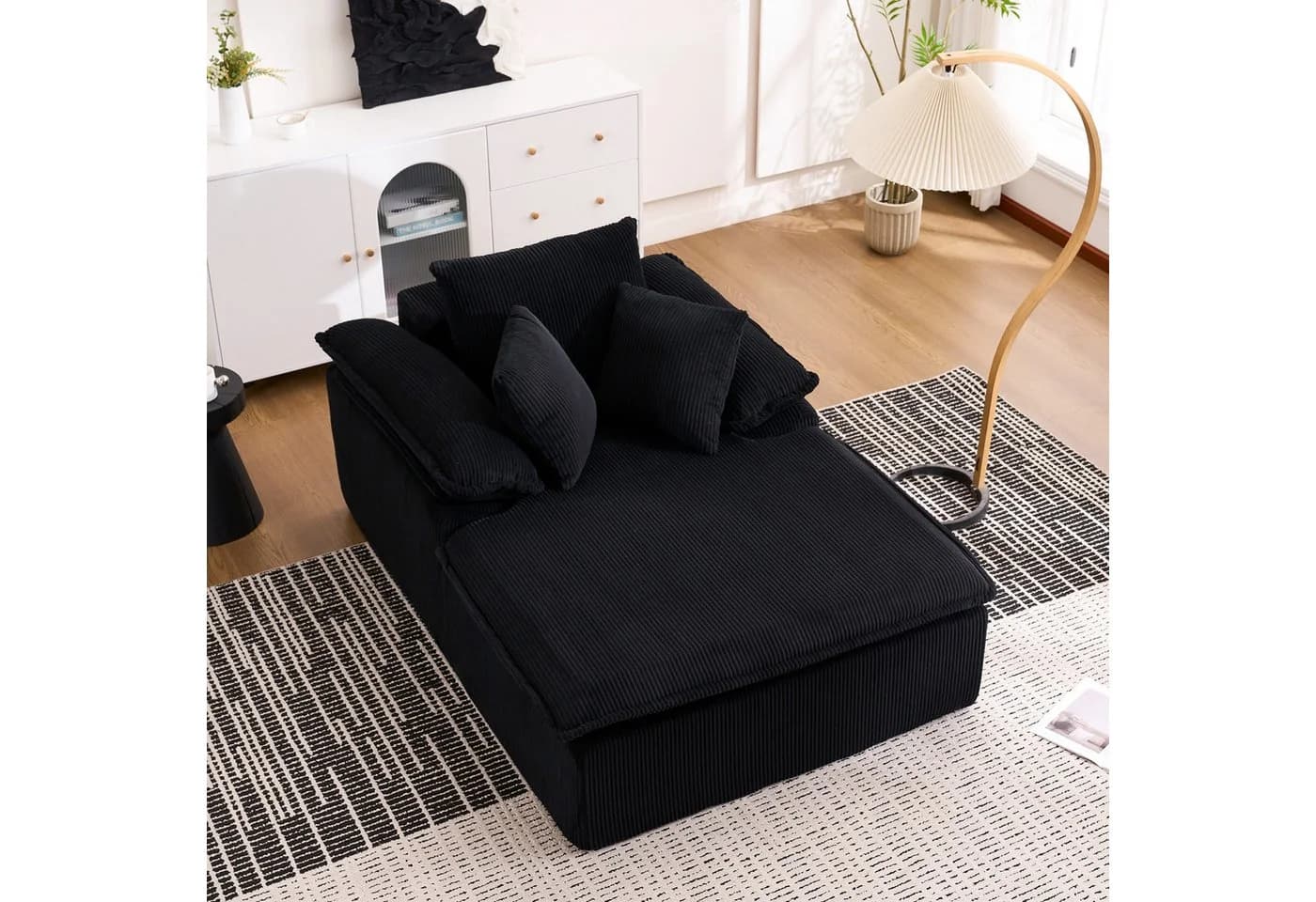 Odikalo Loungesofa Relaxsofa Schwarz Cordstoff