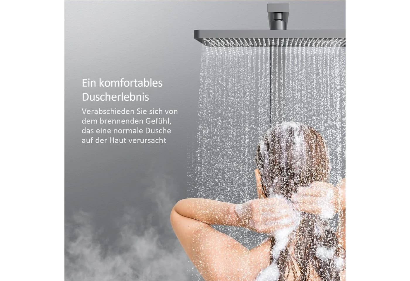 EMKE Duschsystem Thermostat-Set Regendusche Matt-Anthrazit
