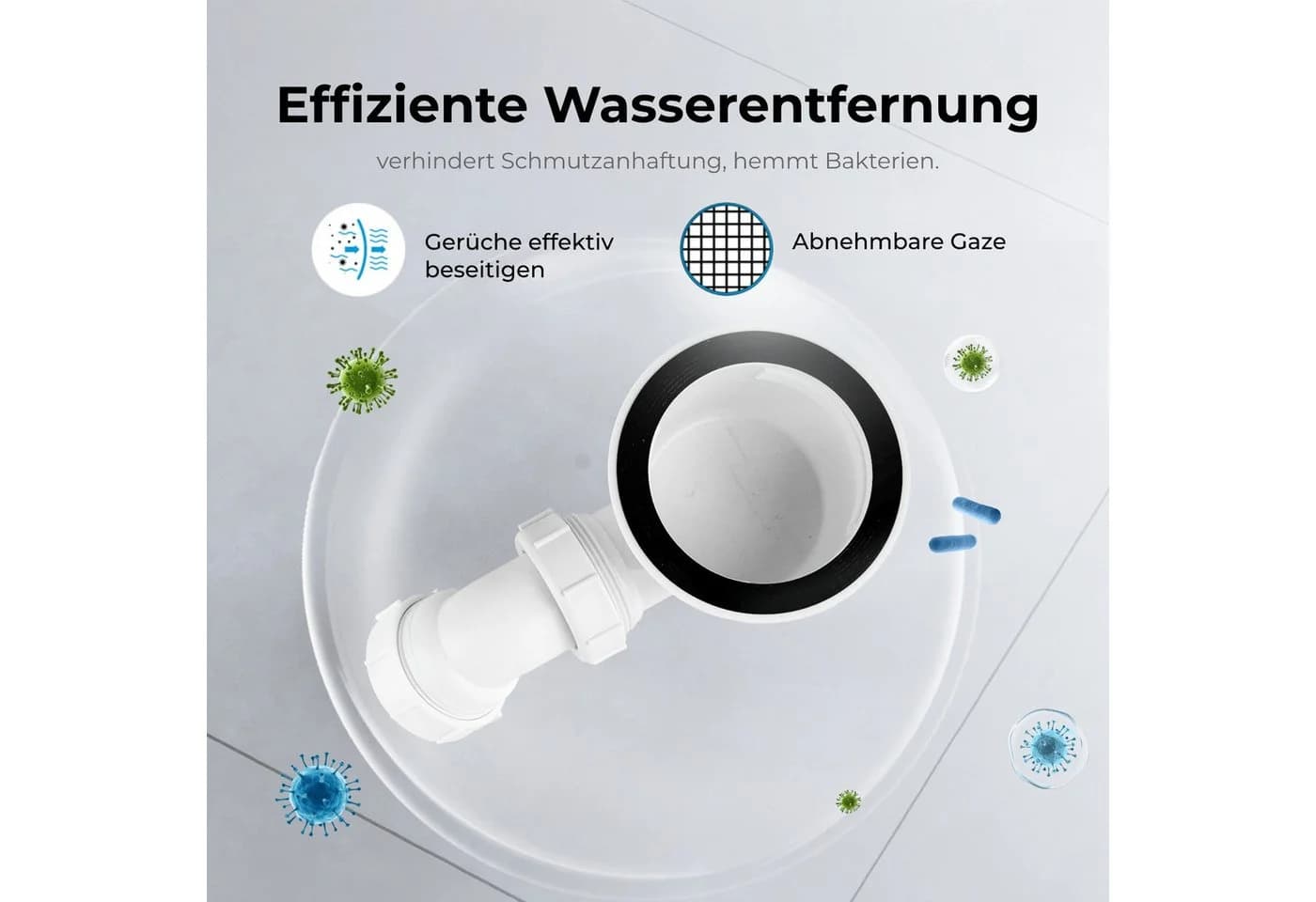 MEYKOERS Ablaufgarnitur Duschwanne Ø 90 mm mit Siphon Edelstahl