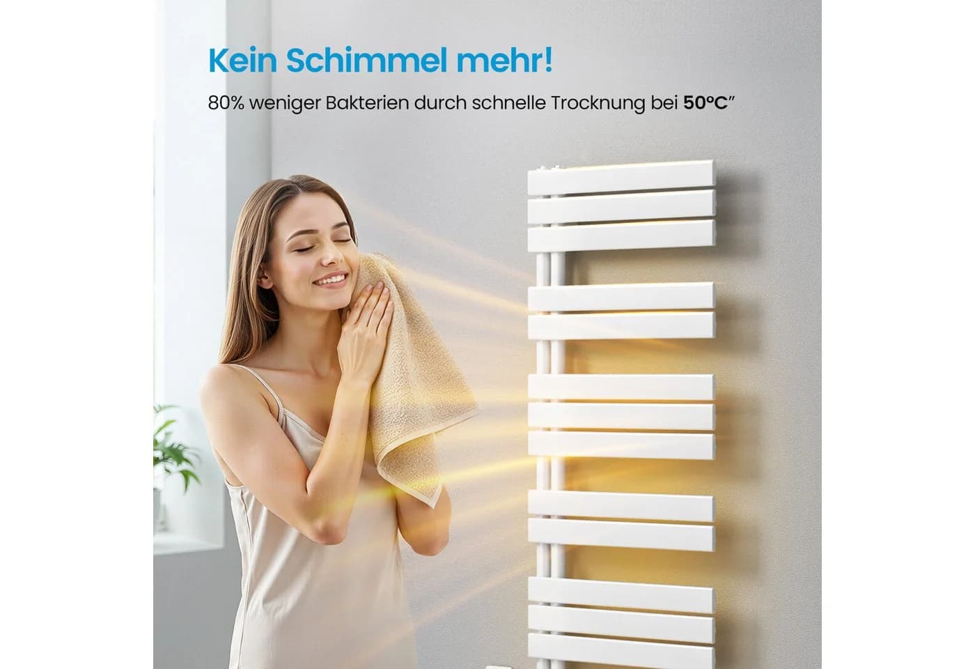 MEYKOERS Badheizkörper Elektro Handtuchtrockner Weiß Mit Thermostat