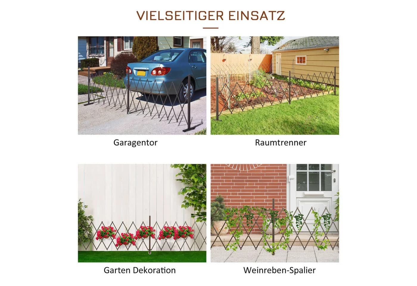 MC Star Ausziehbares Scherengitter Absperrgitter Braun Aluminium