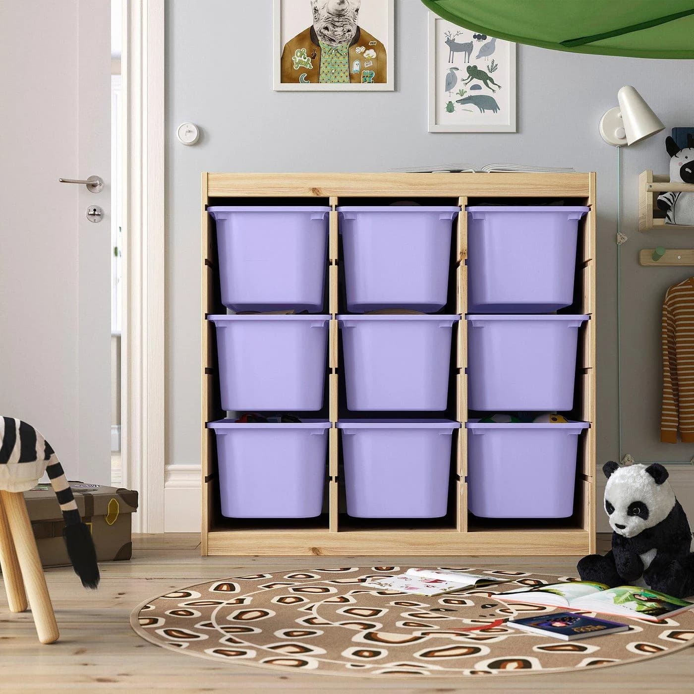IKEA TROFAST Aufbewahrung mit Boxen Kiefer Weiß Lila