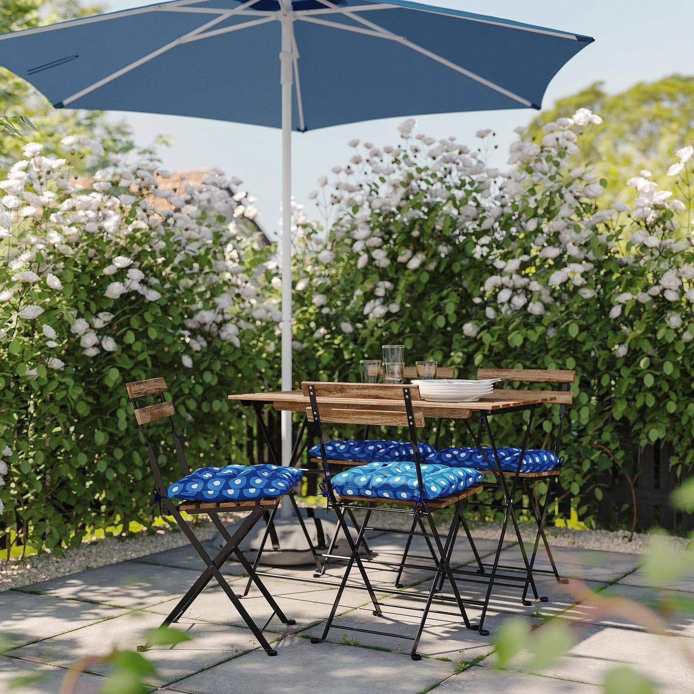 IKEA TÄRNÖ Tisch+4 Stühle/außen Faltbar Schwarz/Braun