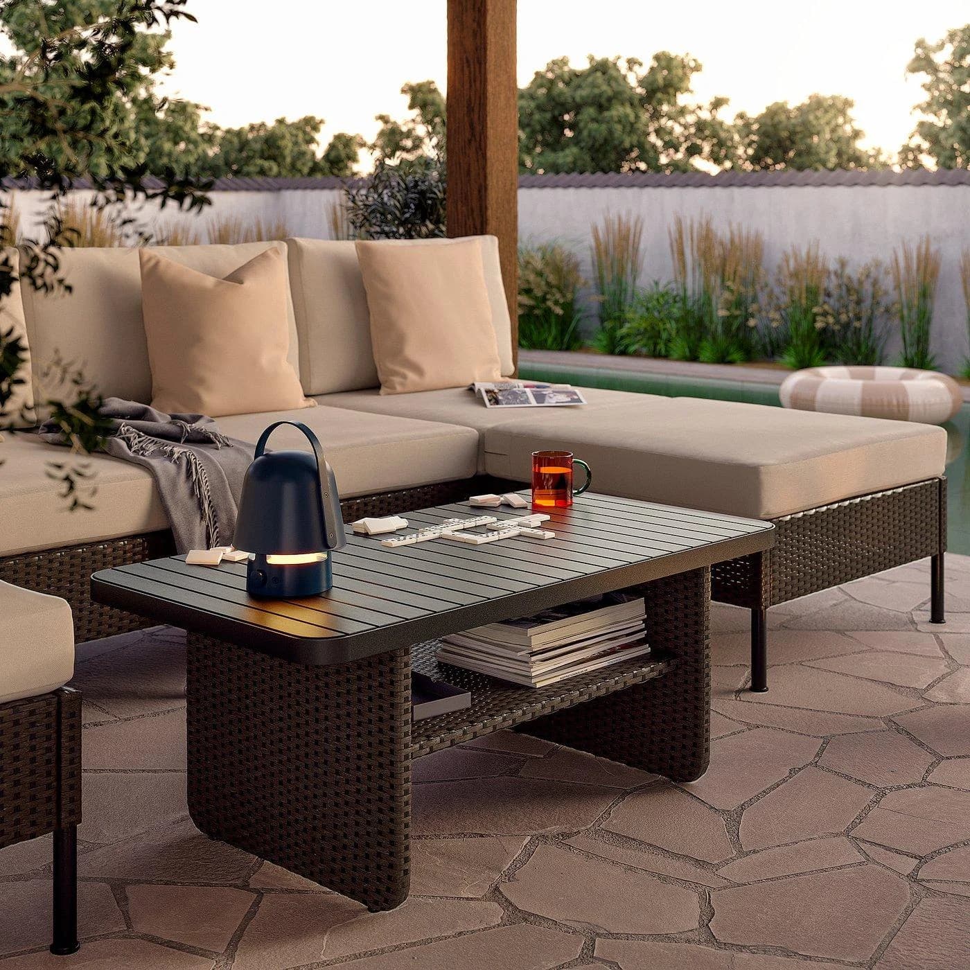 IKEA VITTSKÄR 3er-Sitzgruppe Dunkelgrau/Beige Outdoor Lounge-Set