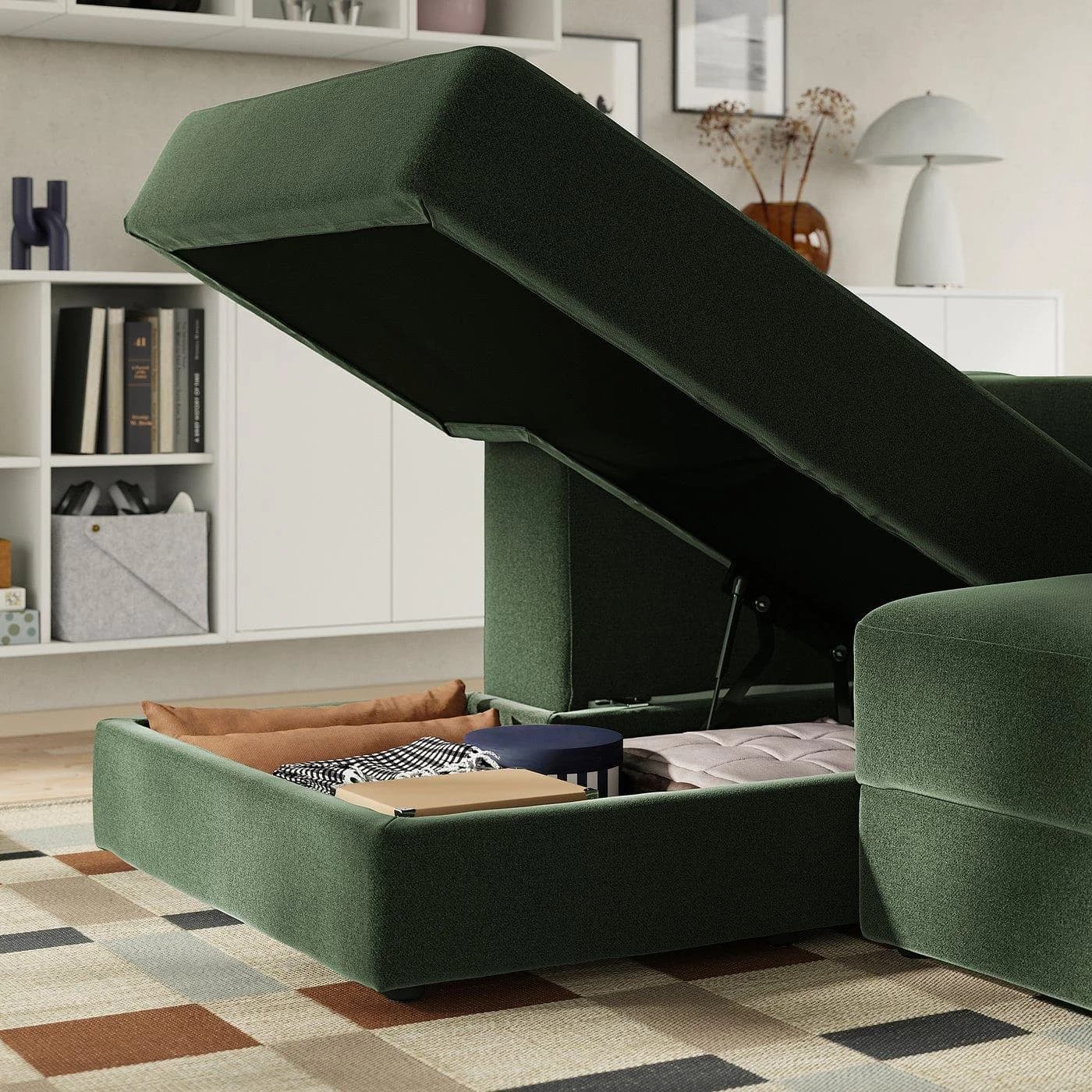 IKEA JÄTTEBO 3,5er-Sofa mit Récamieren Dunkelgrün