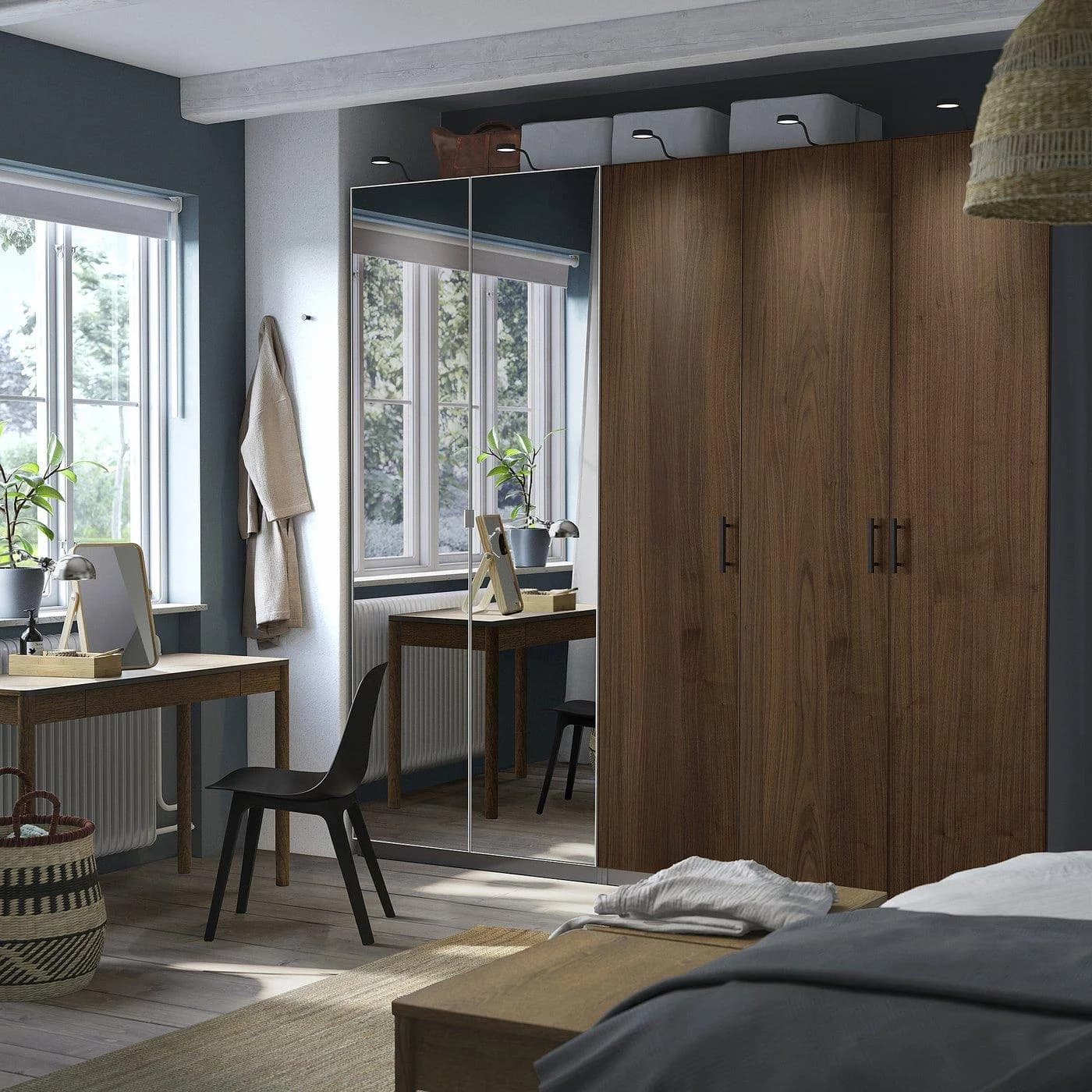 IKEA PAX / BJÖRNESKOGEN/ÅHEIM Schrankkombination Dunkelgrau Nussbaumfurnier