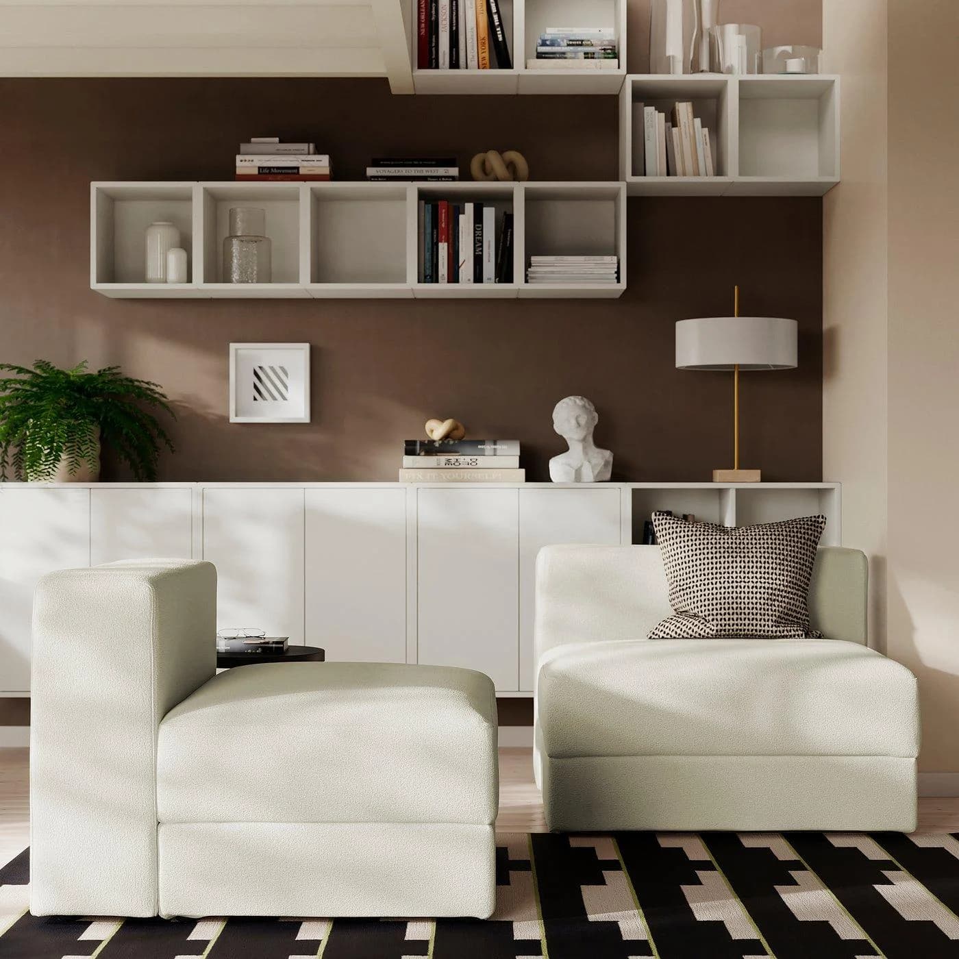 IKEA JÄTTEBO 1,5er-Sitzelement mit Aufbewahrung Beige/Weiß