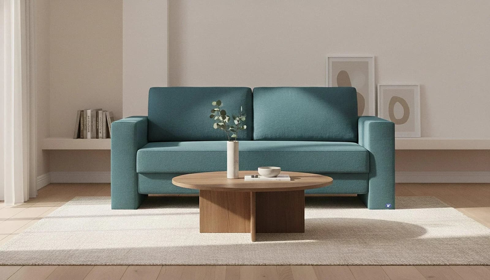 BRUNO Schlafsofa Petrol-Türkis Boxspring & Massivholz