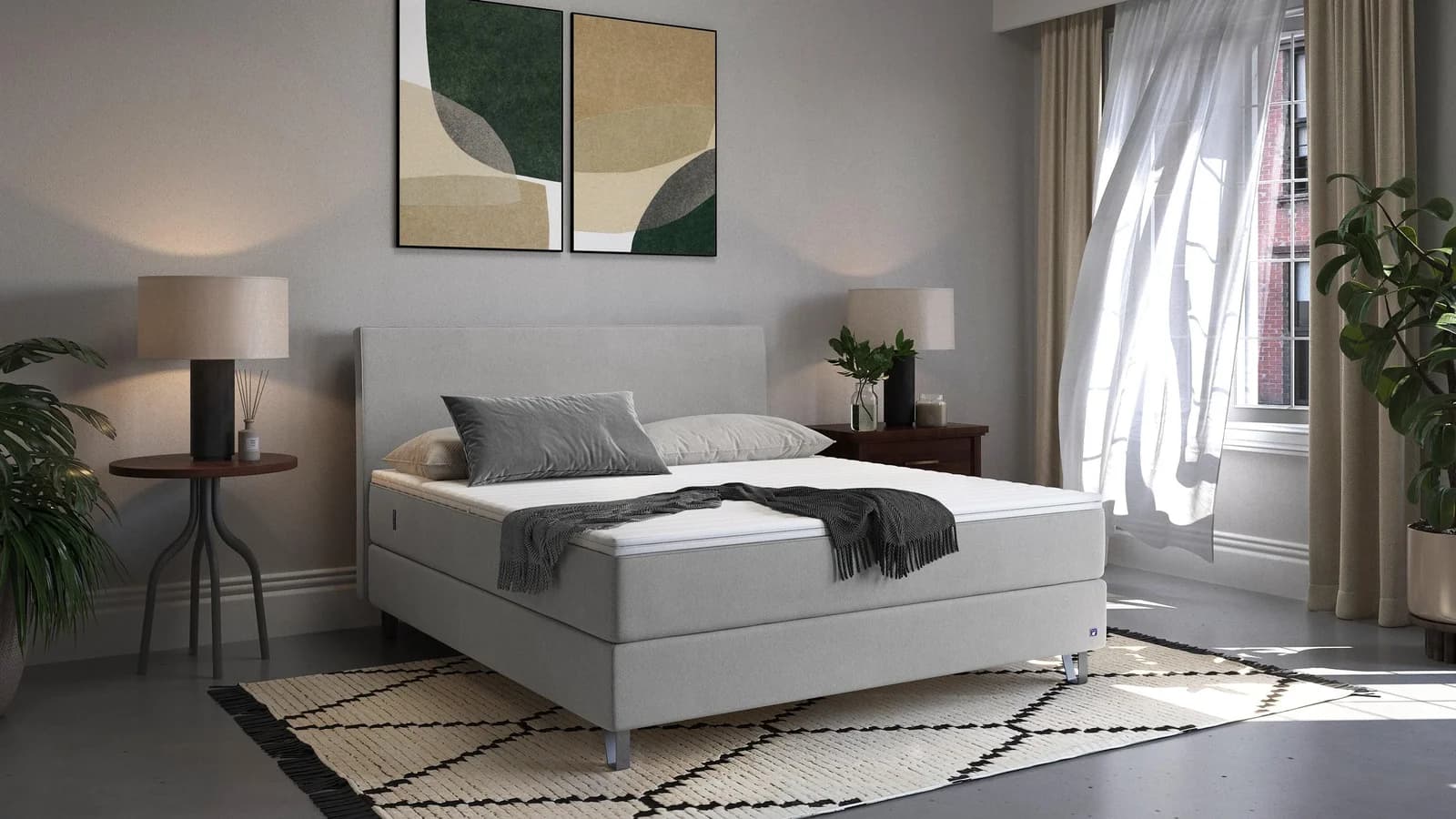 BRUNO Boxspringbett Premium Hellgrau Massivholz German Design Award