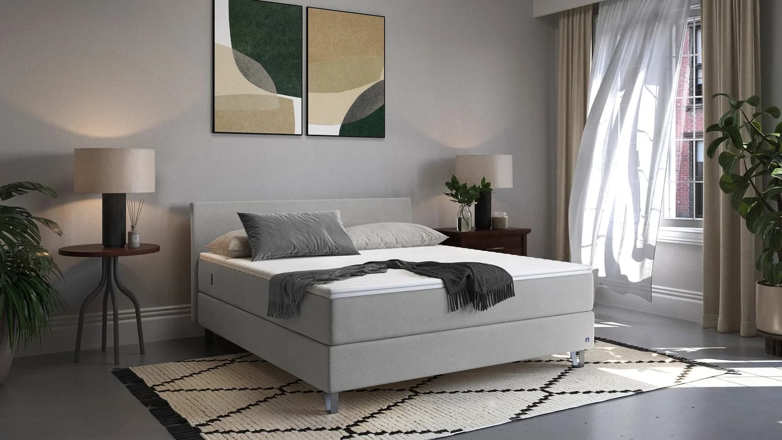 BRUNO Boxspringbett Premium Hellgrau Massivholz German Design Award