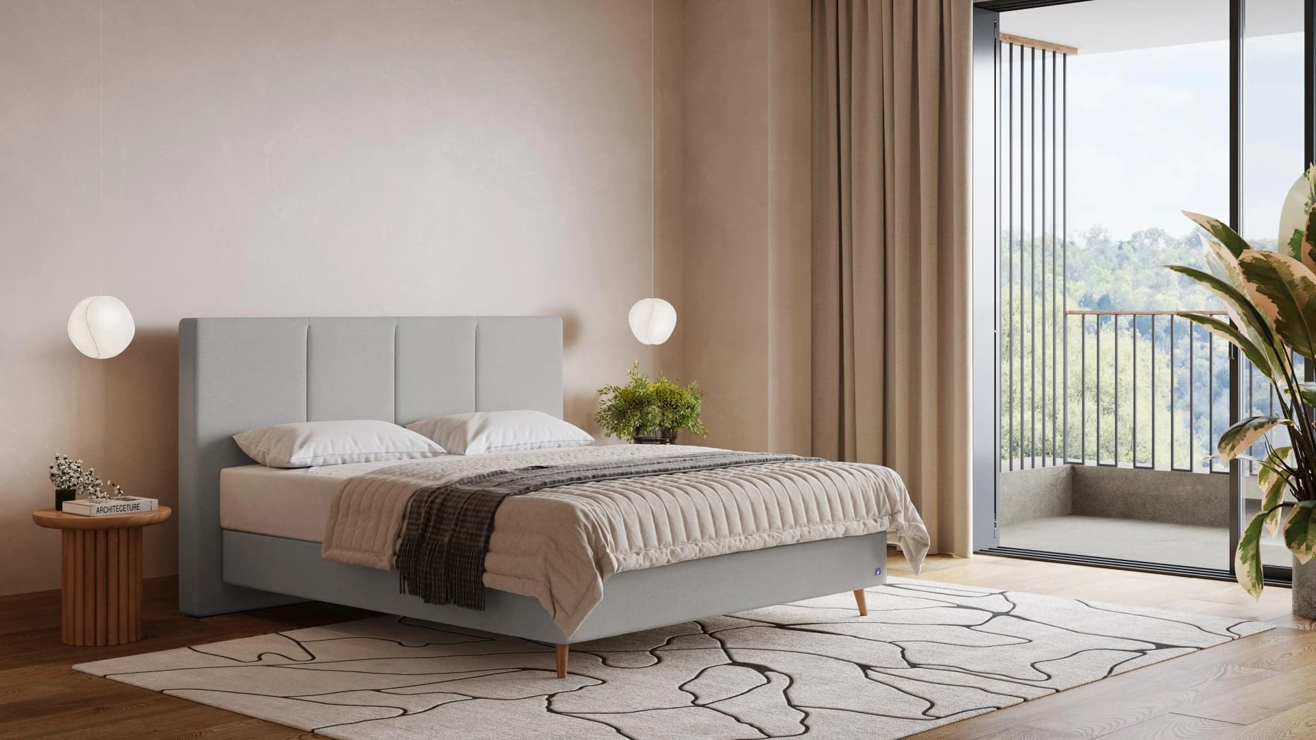 BRUNO Boxspringbett Prestige Hellgrau 160x200cm Pulse-Latex-Matratze
