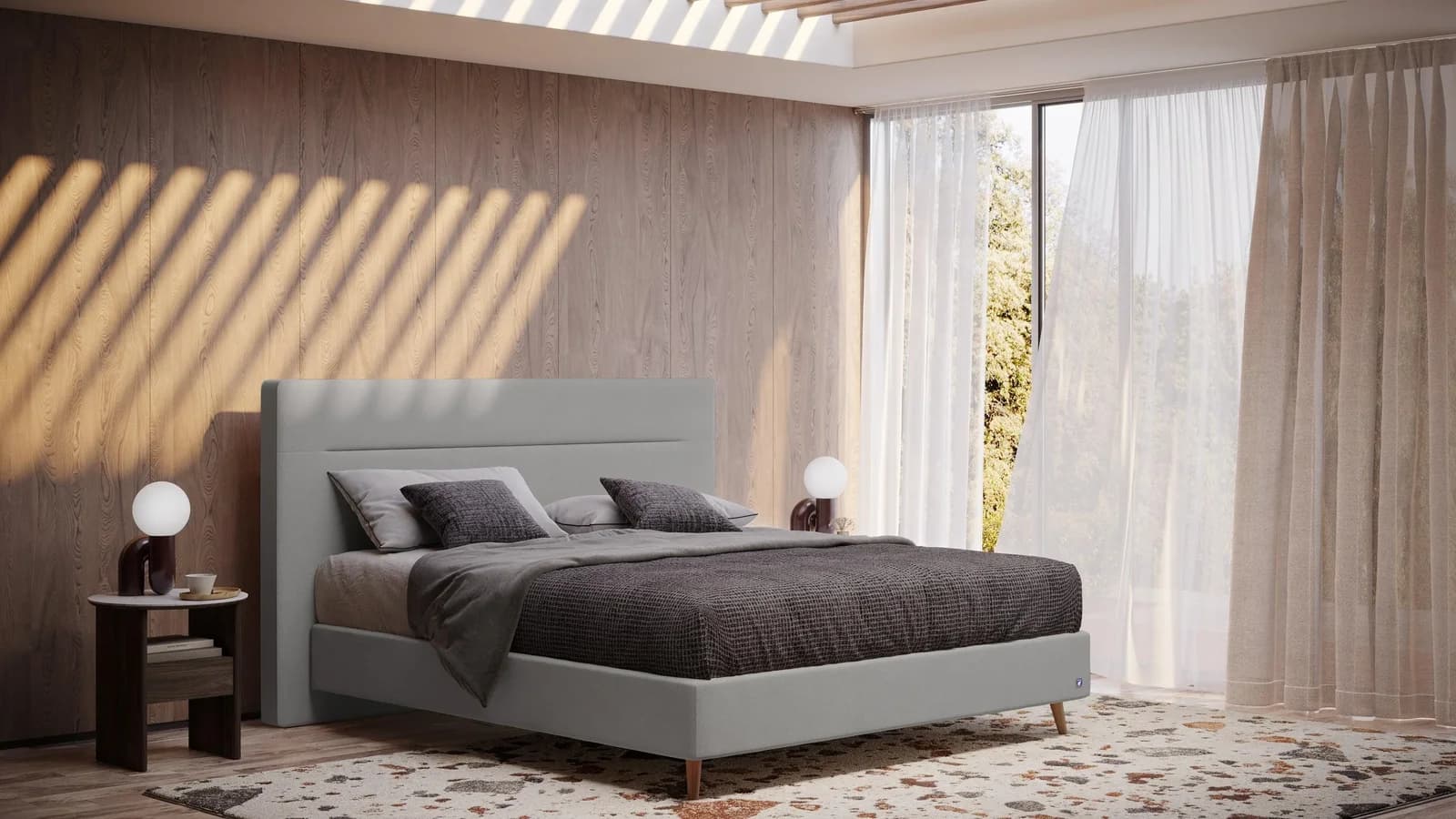 BRUNO Boxspringbett Prestige Hellgrau 180x200 Pulse-Latex-Matratze