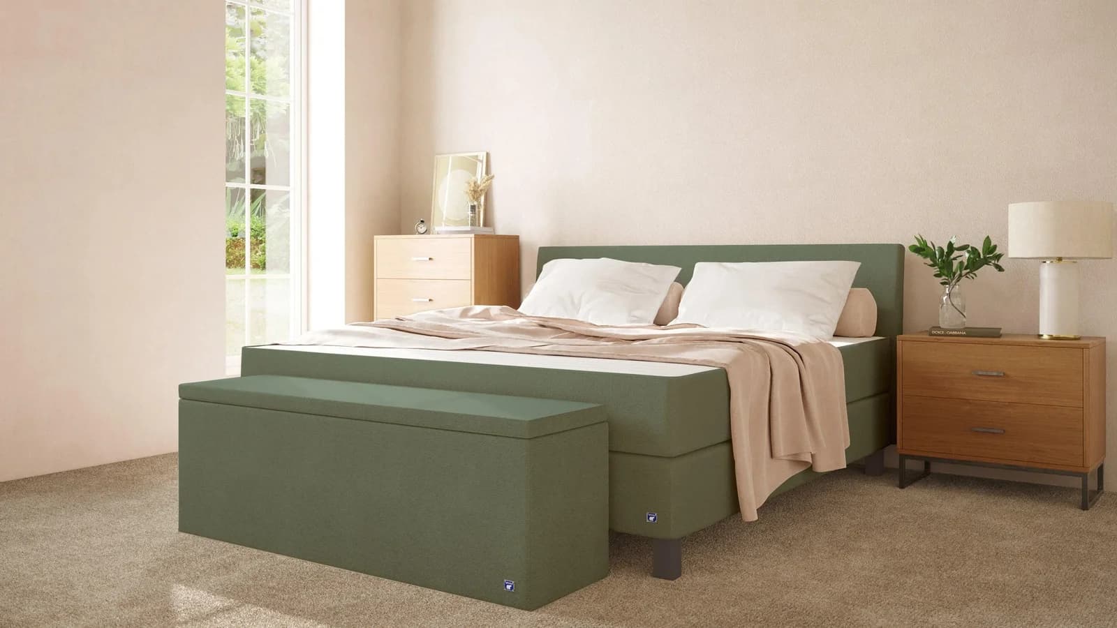 BRUNO Boxspringbett Premium Grün Massivholz German Design Award