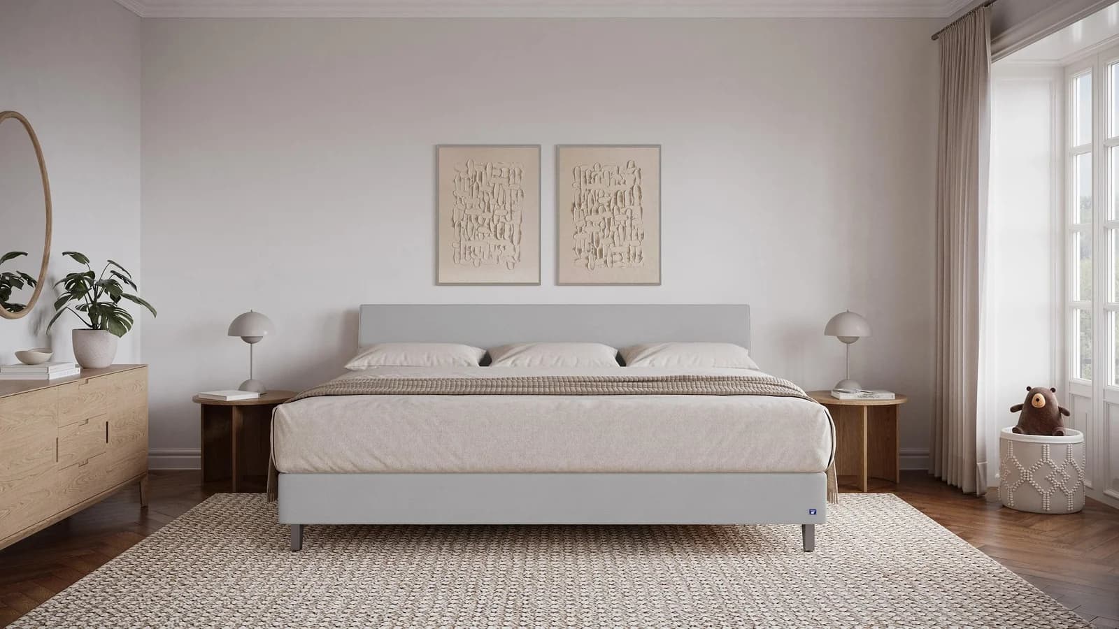 BRUNO Familienbett 240x200cm Hellgrau XXL Boxspringbett Premium