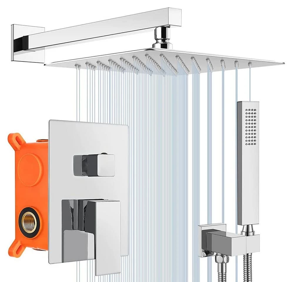 XERSEK Duschsystem Unterputz 30x30 cm Regendusche Edelstahl Messing