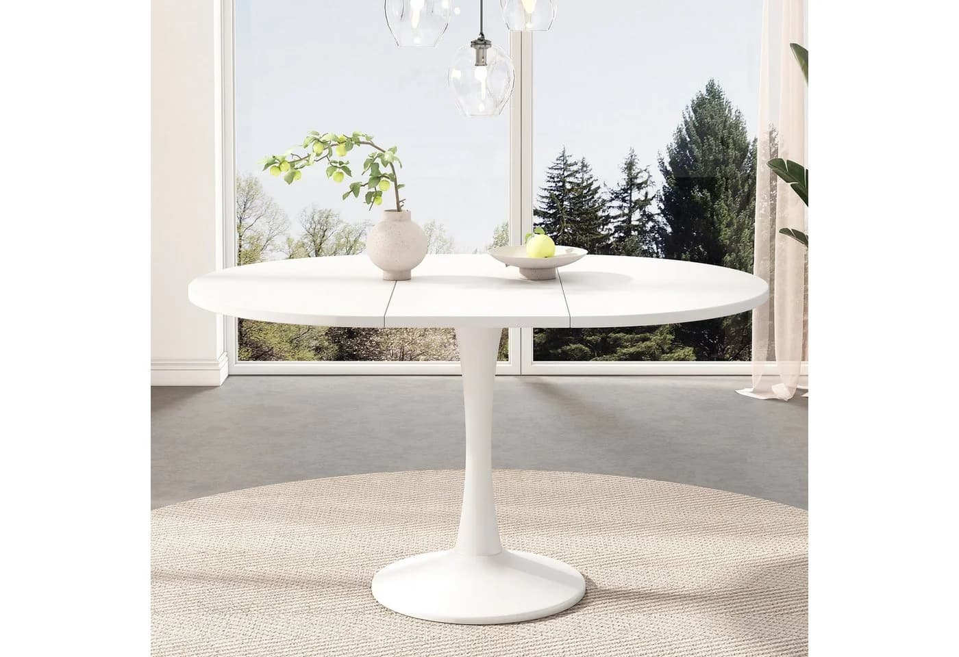 MC Star Ausziehbarer Esstisch Oval Weiß Modern