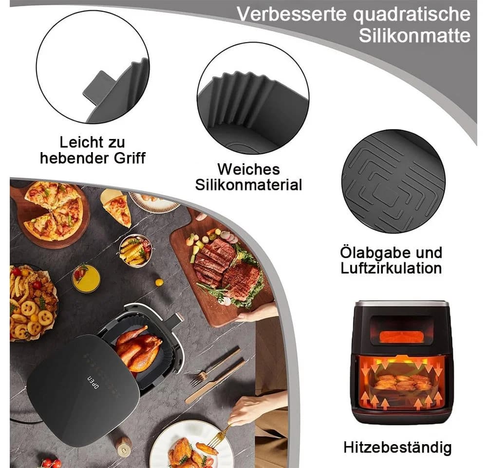 TUWENA Silikonform 2 Stück Grau für Heißluftfritteuse