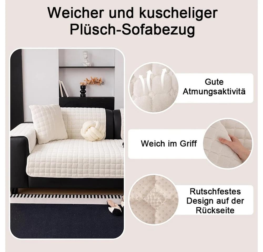 TUWENA Plüsch Sofabezug Waschbar Rutschfest