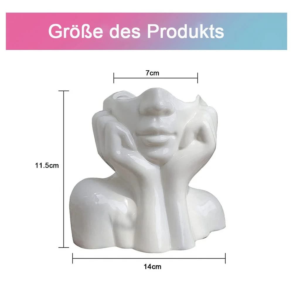 TUWENA Dekovase Keramikvase mit Gesicht Weiß Modern