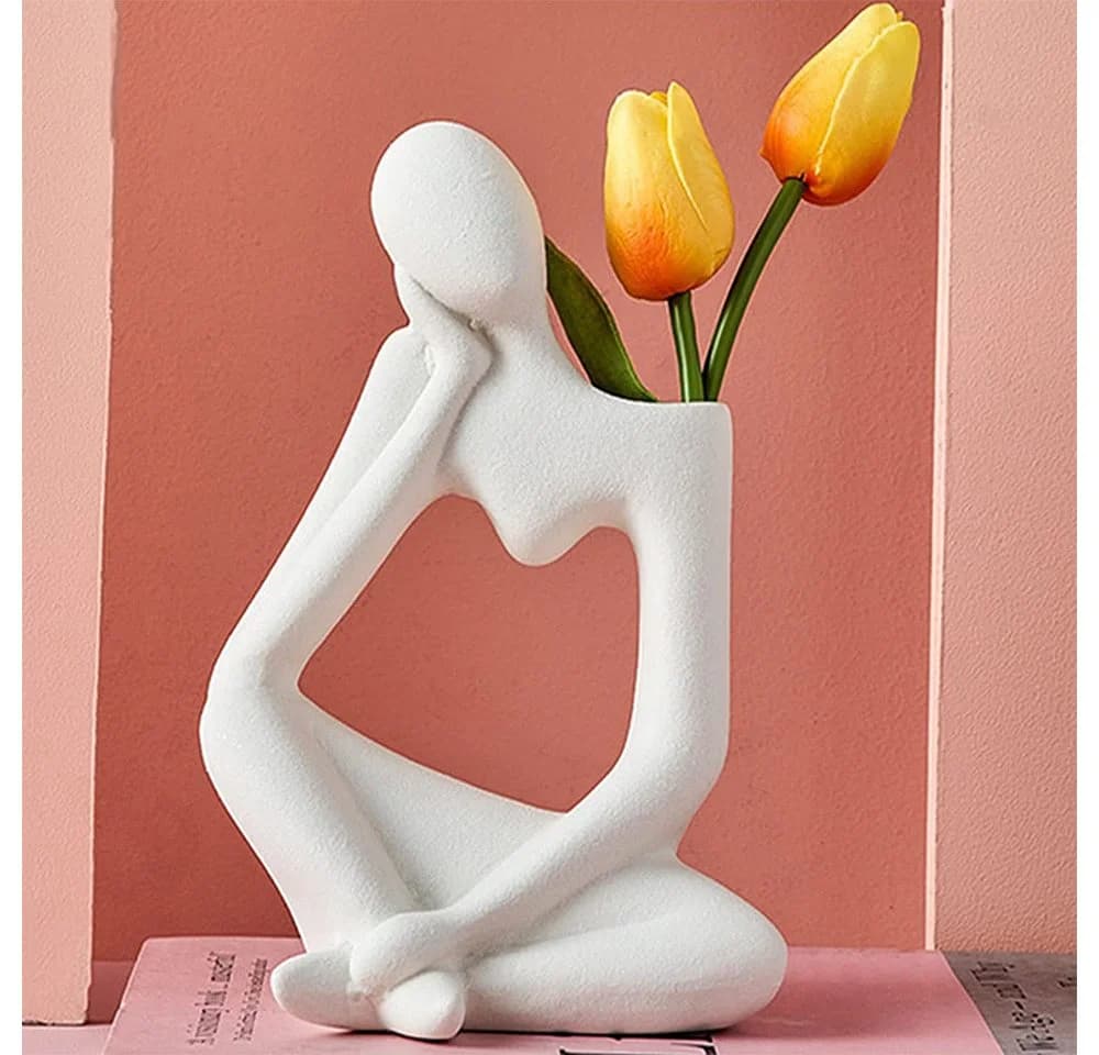 TUWENA Dekovase Blumenvase Keramik Denker-Vase Weiß
