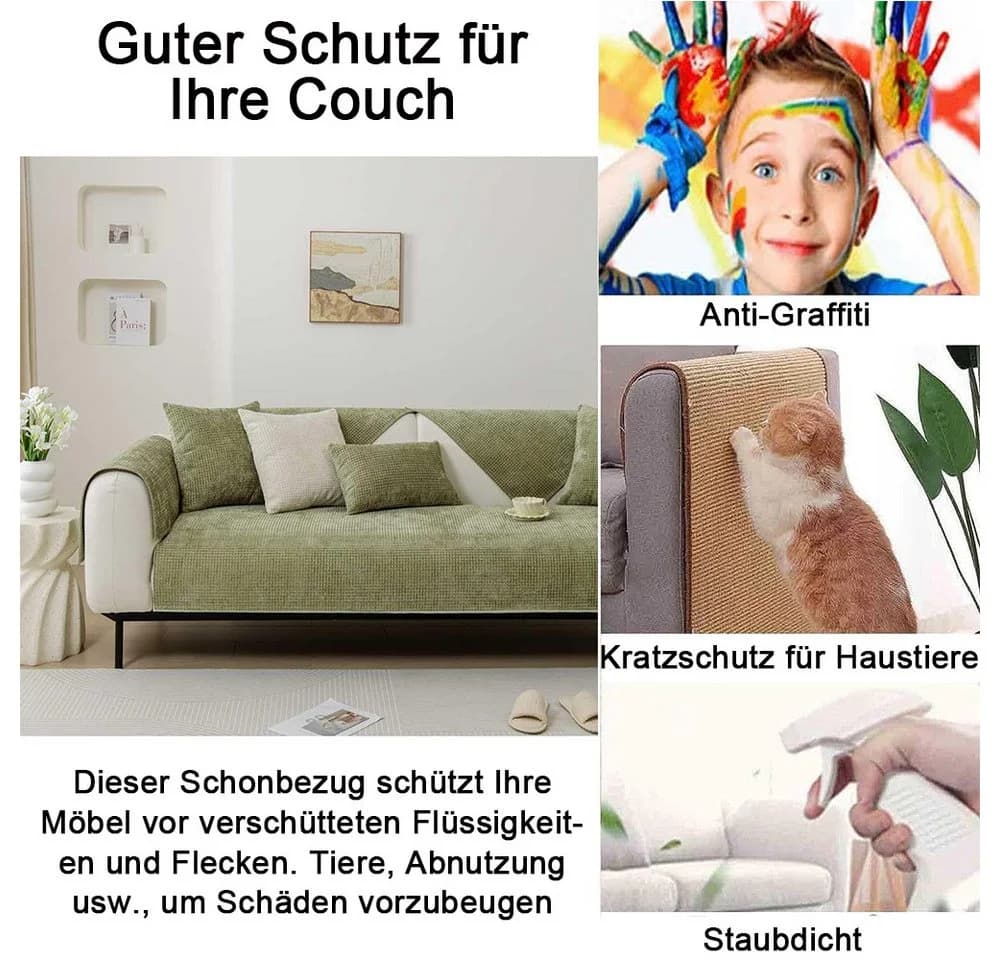 TUWENA Sofabezug Grün Universal für 1-4 Sitze L-förmig
