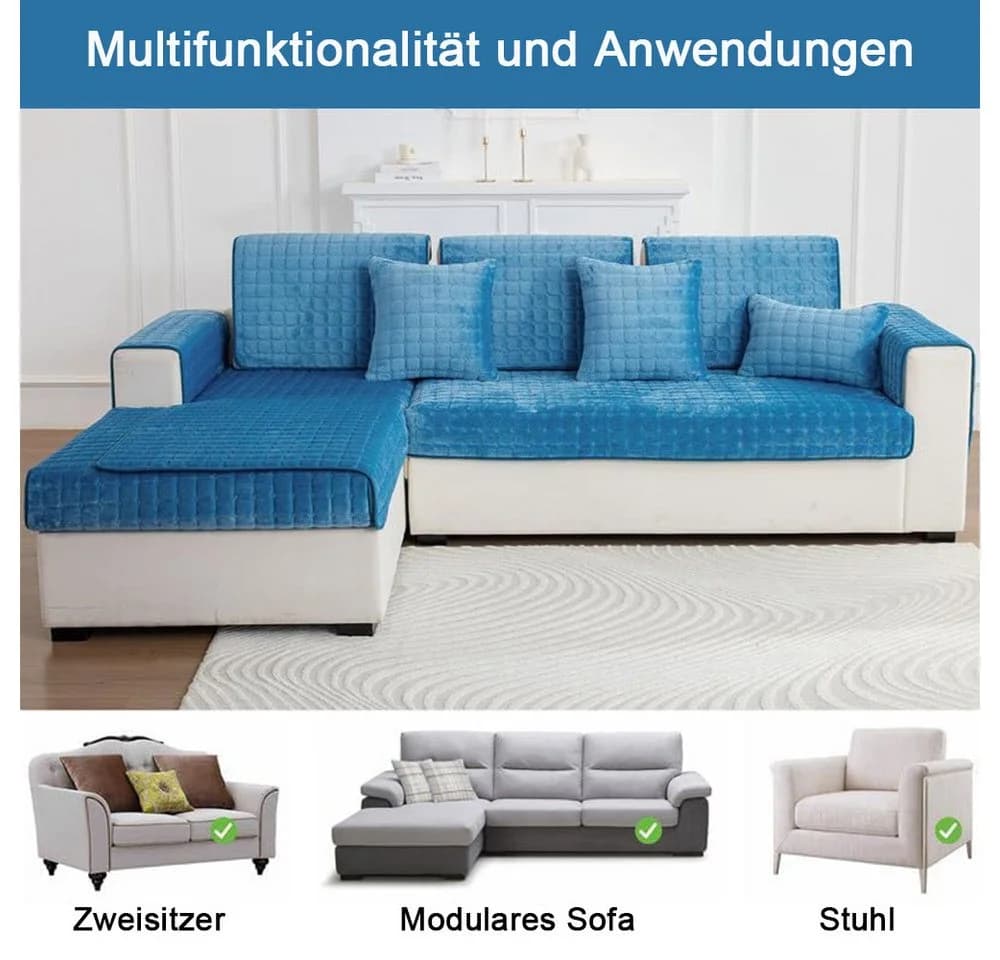 TUWENA Plüsch-Sofabezug Waschbar Rutschfest