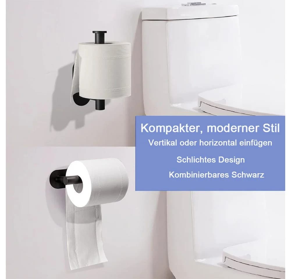 TUWENA Toilettenpapierhalter Wandmontage Selbstklebend Schwarz