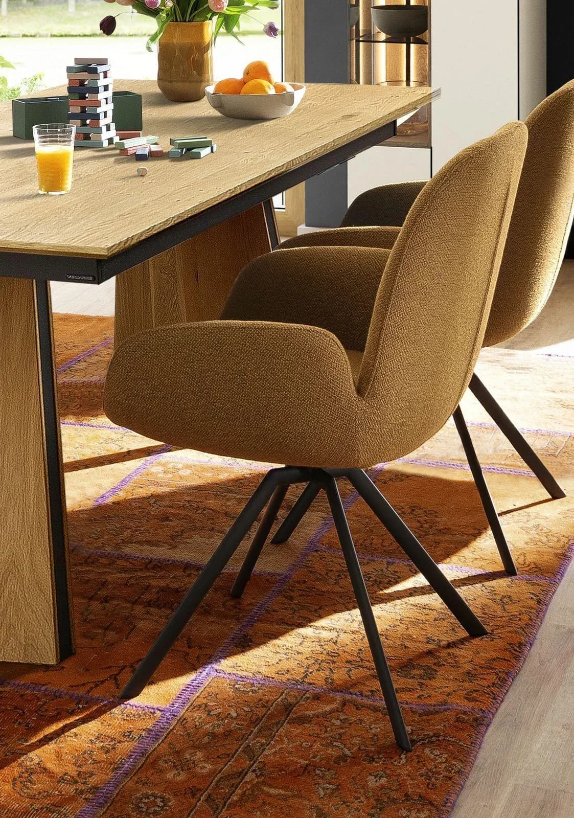 Armlehnstuhl VENJAKOB ELISA Braun Metall