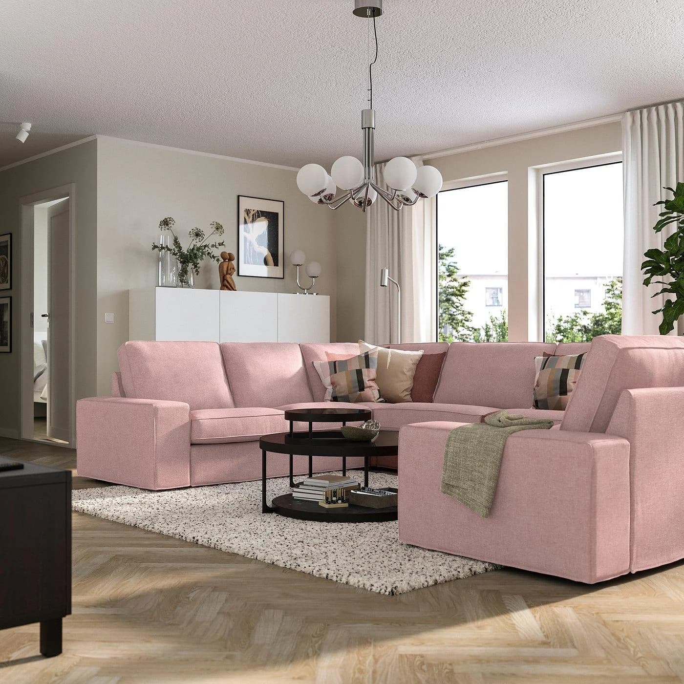 IKEA KIVIK Sofa U-Form 7-Sitzer Gunnared Braun/Rosa