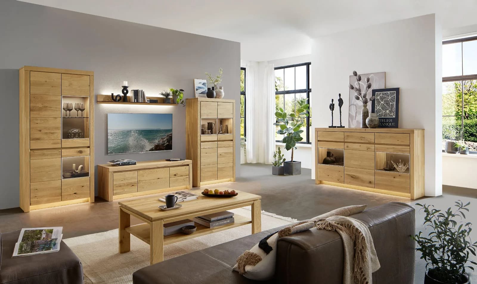 witlake Highboard SORAGA Wildeiche massiv soft gebürstet
