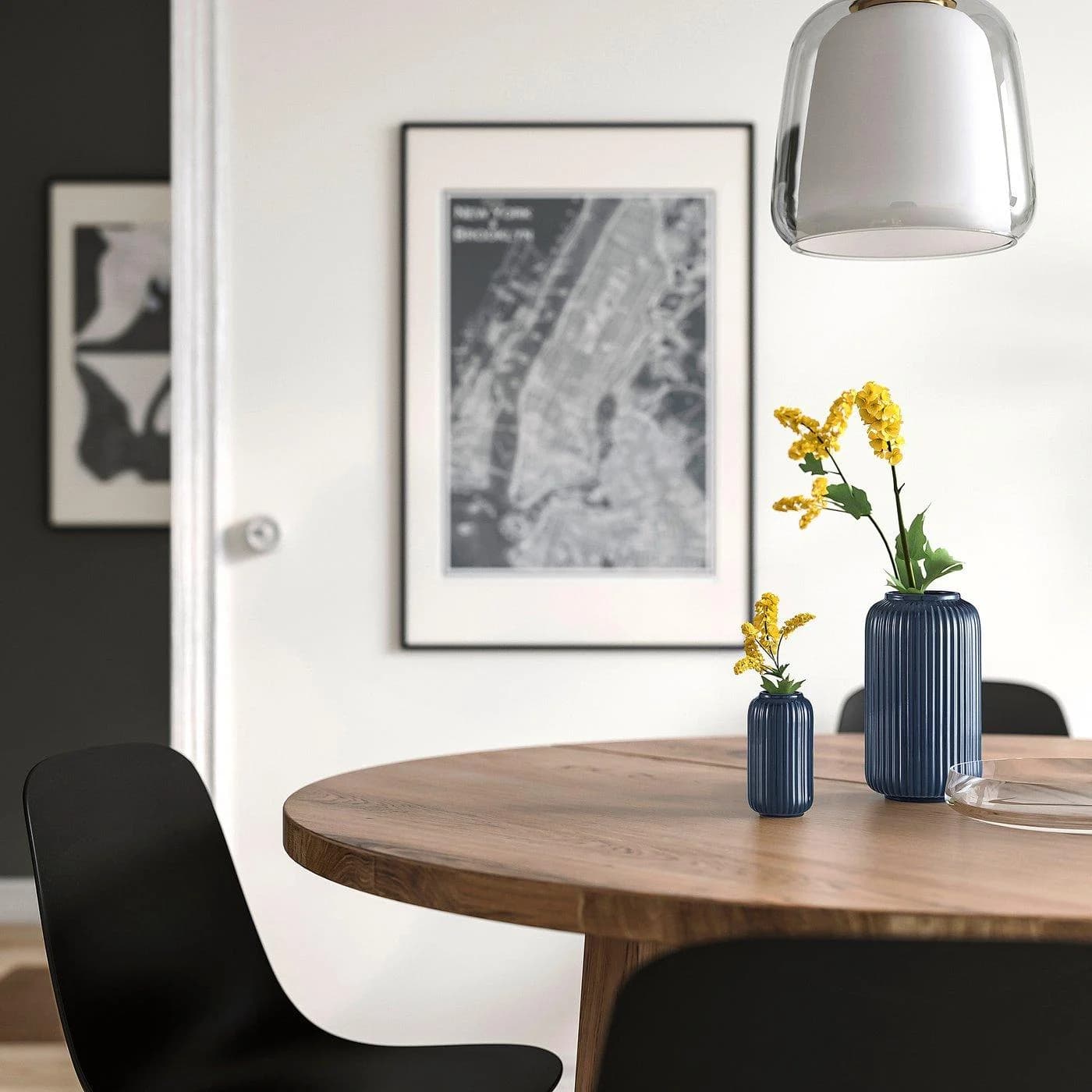 IKEA STILREN Vase Dunkelblau Glas