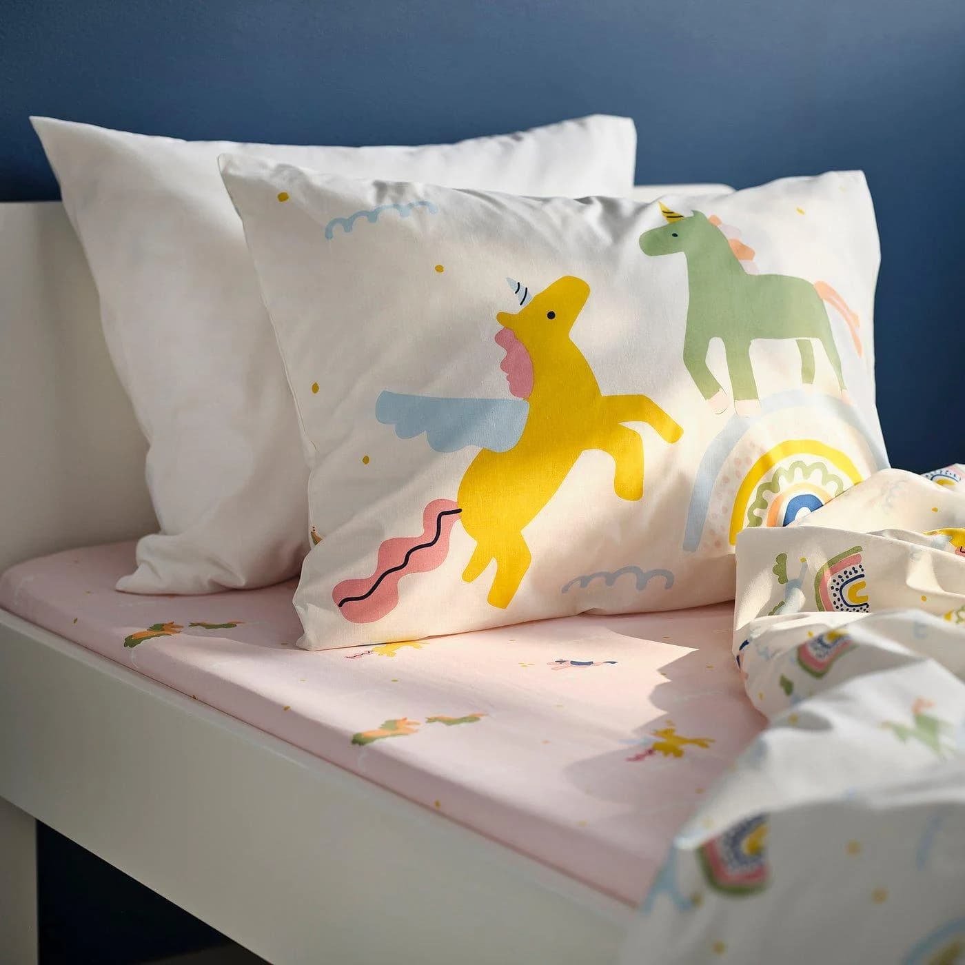 IKEA BARNDRÖM Spannbettlaken Rosa Einhornmuster