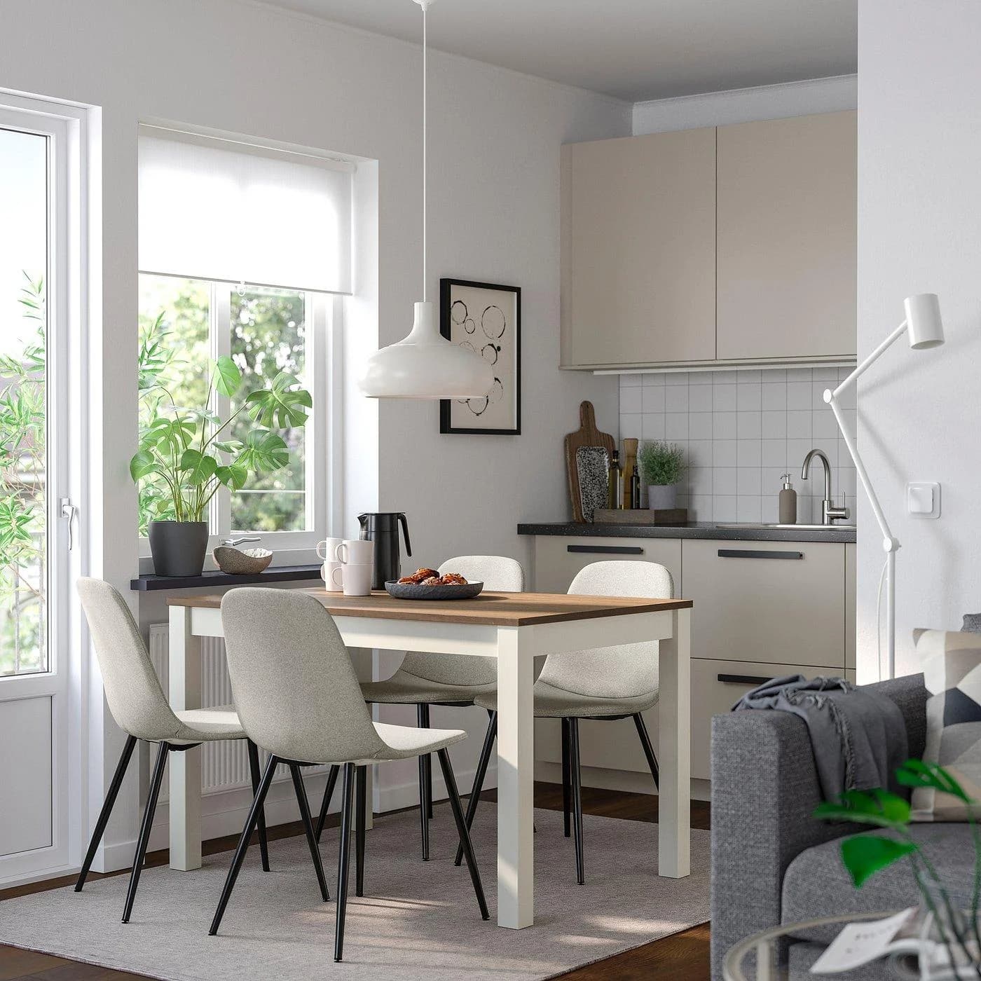 IKEA ÅLHULT / NORDMANSSKÄR Esstisch mit 4 Stühlen Beige Braun Grau Schwarz