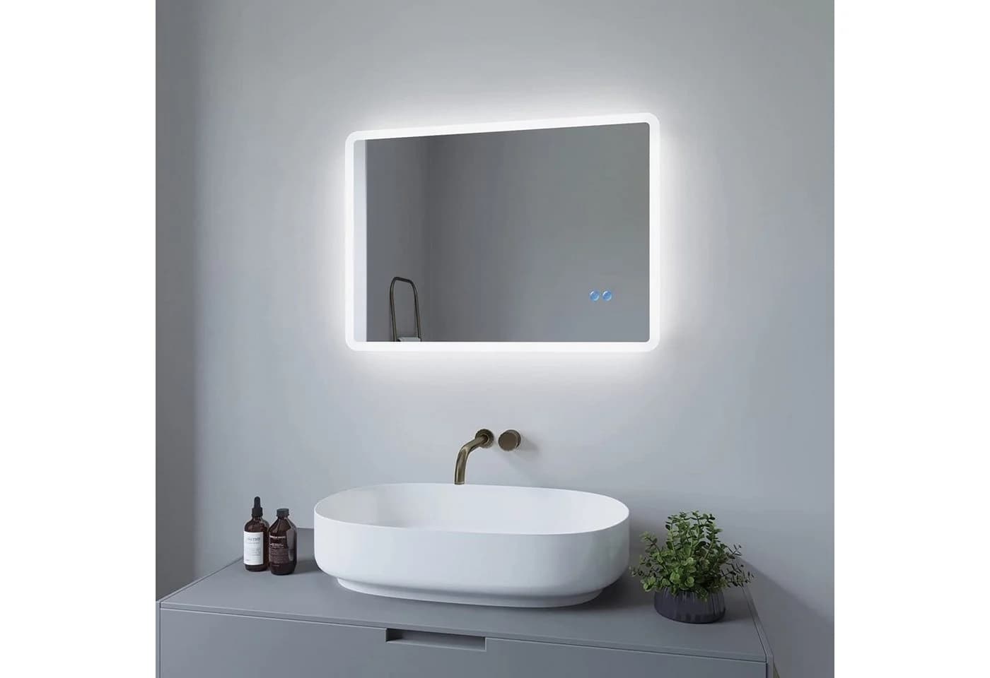 AQUABATOS LED-Lichtspiegel Bad Spiegel mit Beleuchtung Kaltweiß 6400K, Dimmbar, Beschlagfrei