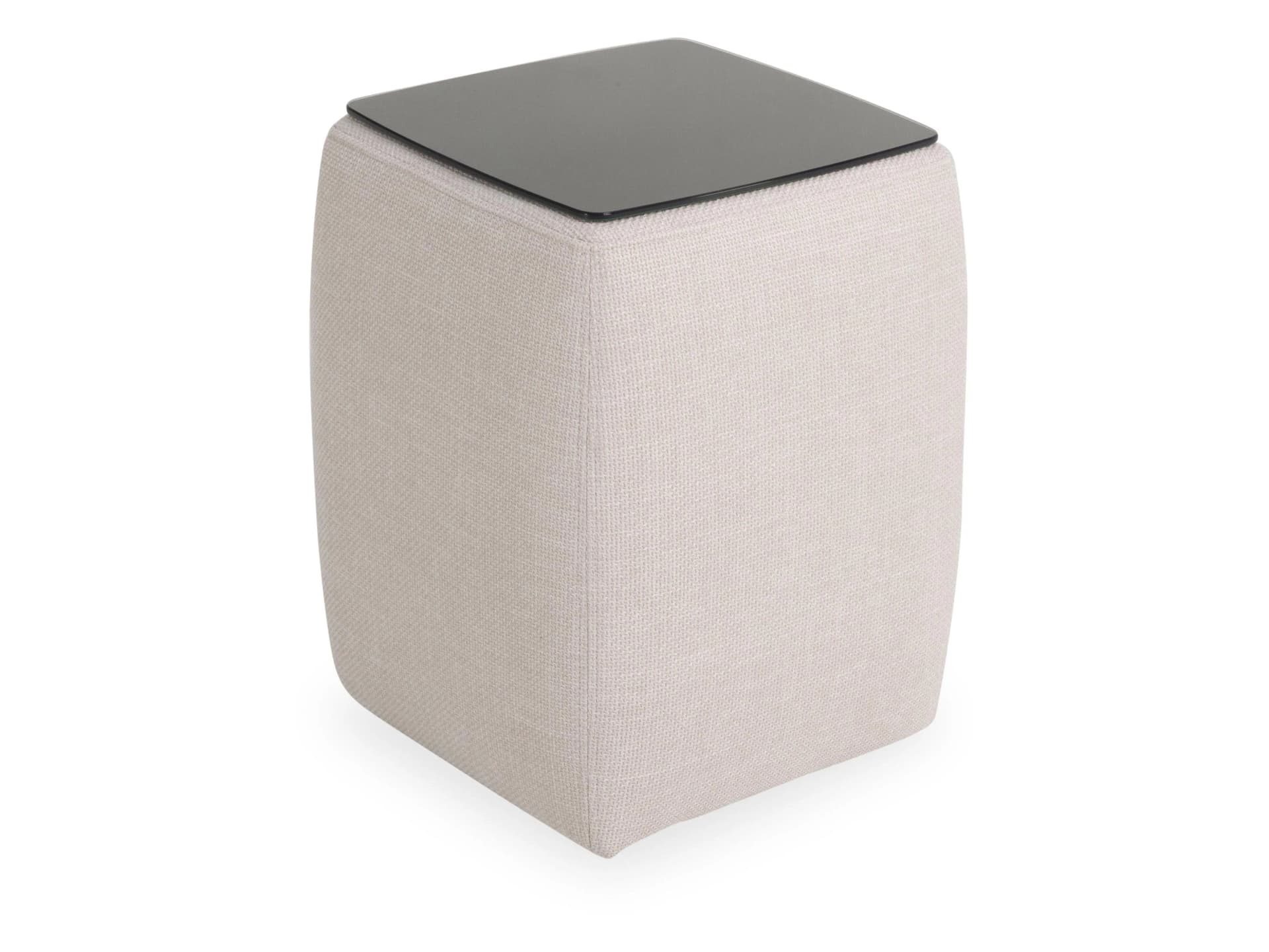 Nachttisch RUF TENNO Beige Glasplatte Stoffbezug