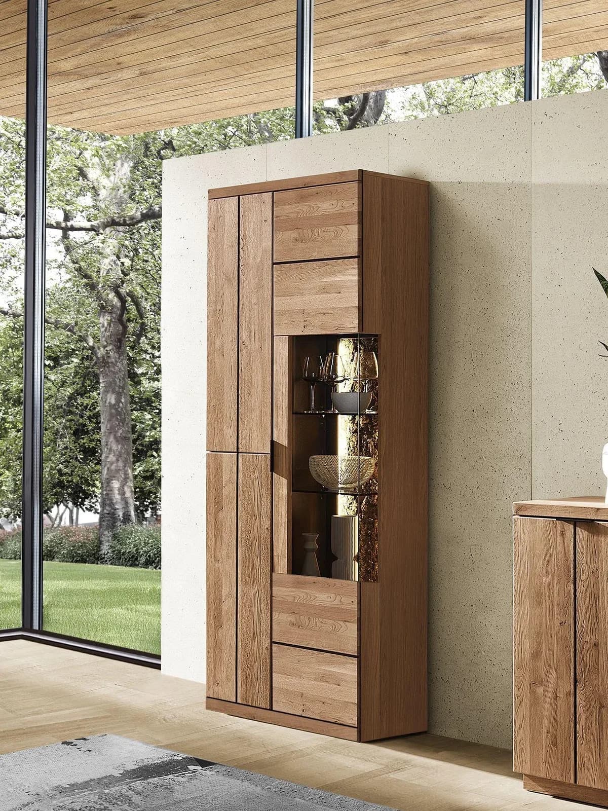 Vitrine HARPER WINBURG Wildeiche Bianco massiv mit Softclose