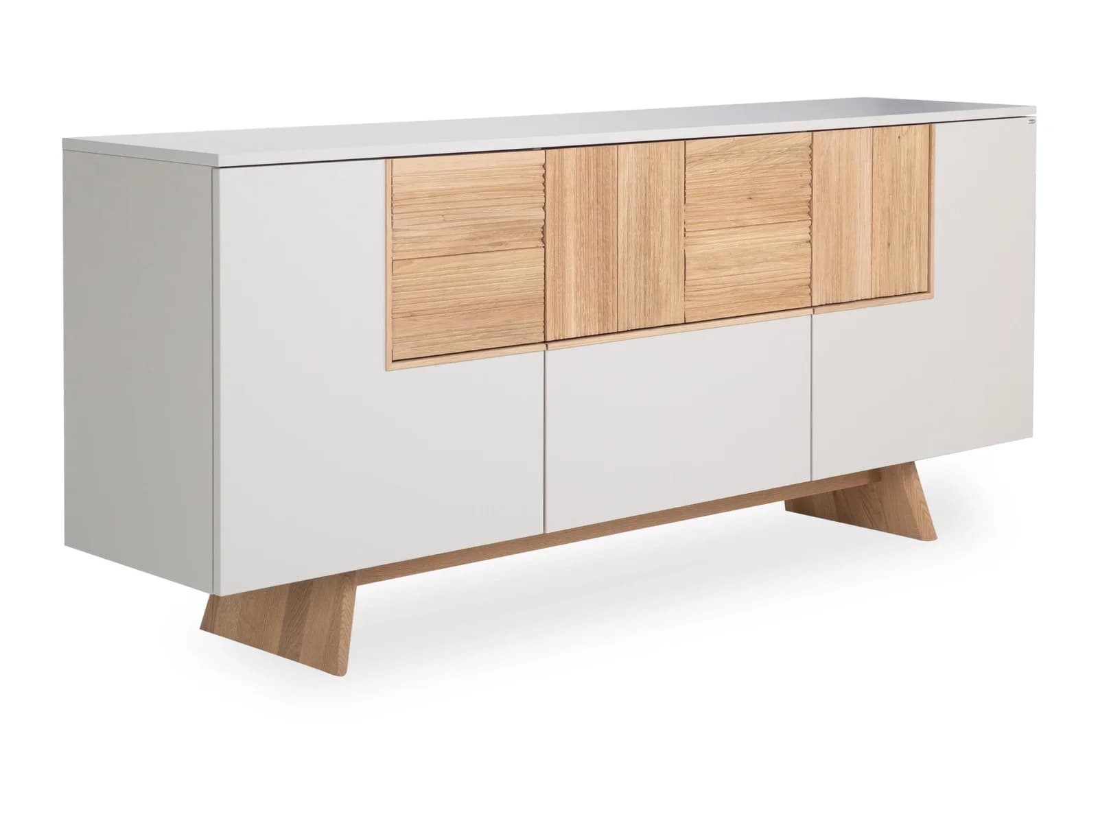 Sideboard VOGLAUER VLACERA Wildeiche geölt Vintage-Relief massiv taupe