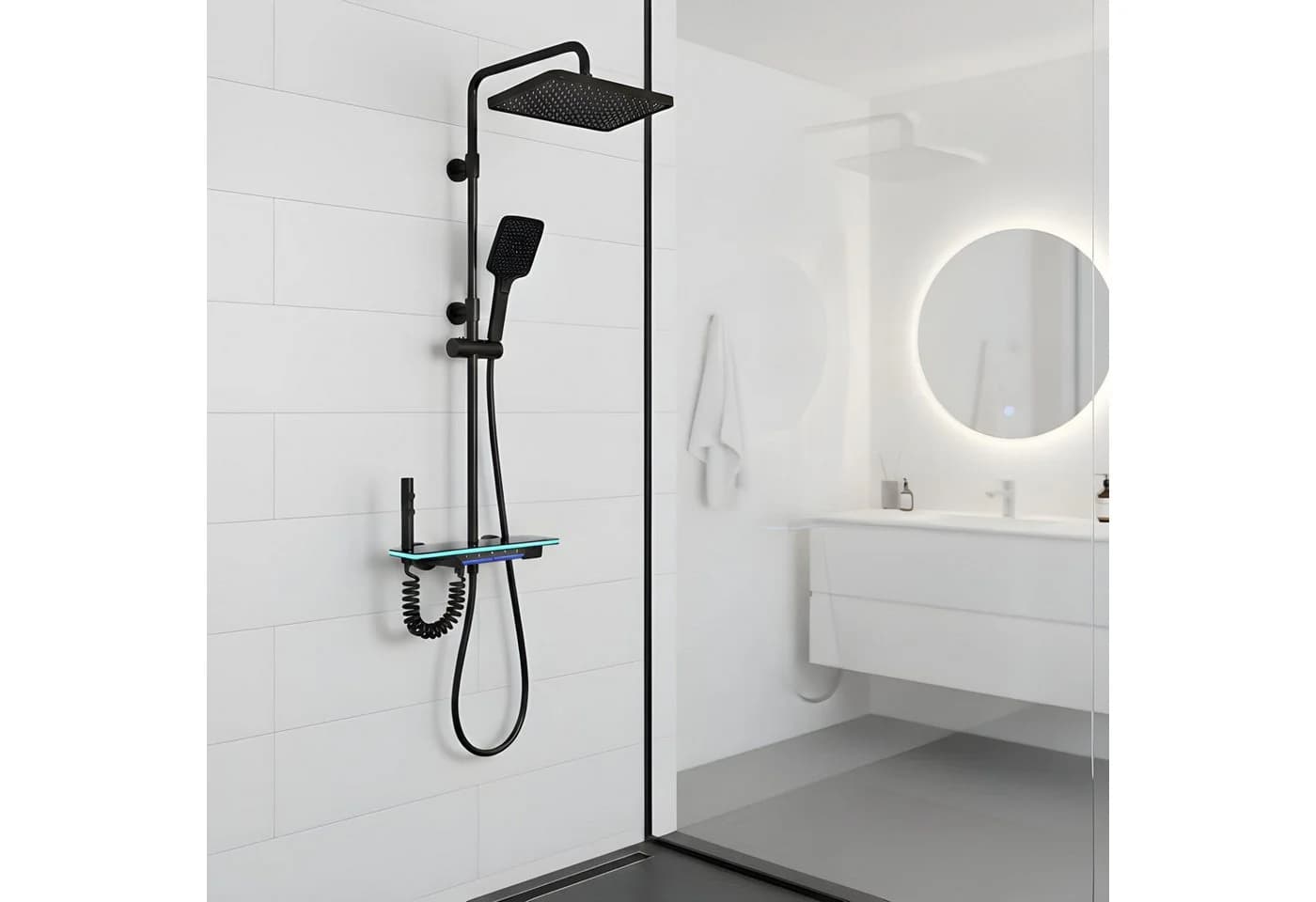 LuxaSteel Duscharmatur Regendusche LED-Beleuchtung