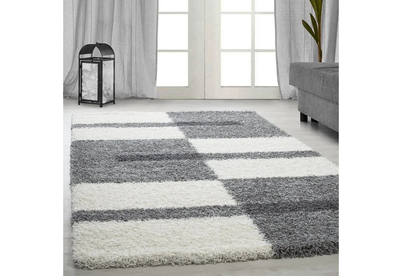 Stilvoll Günstig Hochflor-Teppich Kariertes Design 30 mm