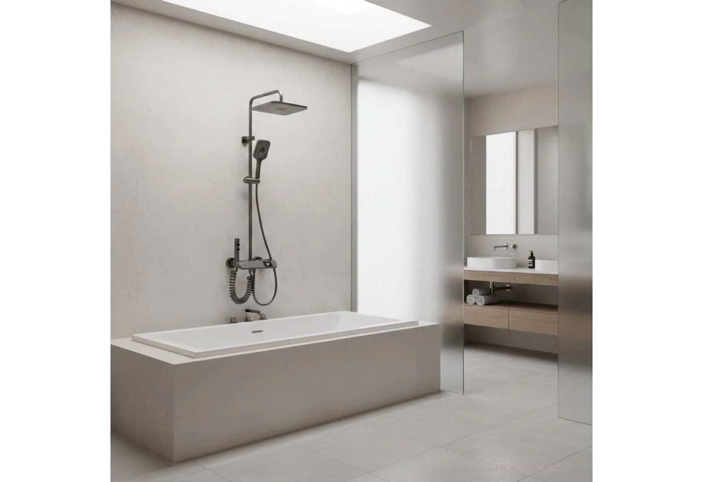 LuxaSteel Badarmatur Duscharmatur mit Regendusche & Bidetbrause – höhenverstellbar