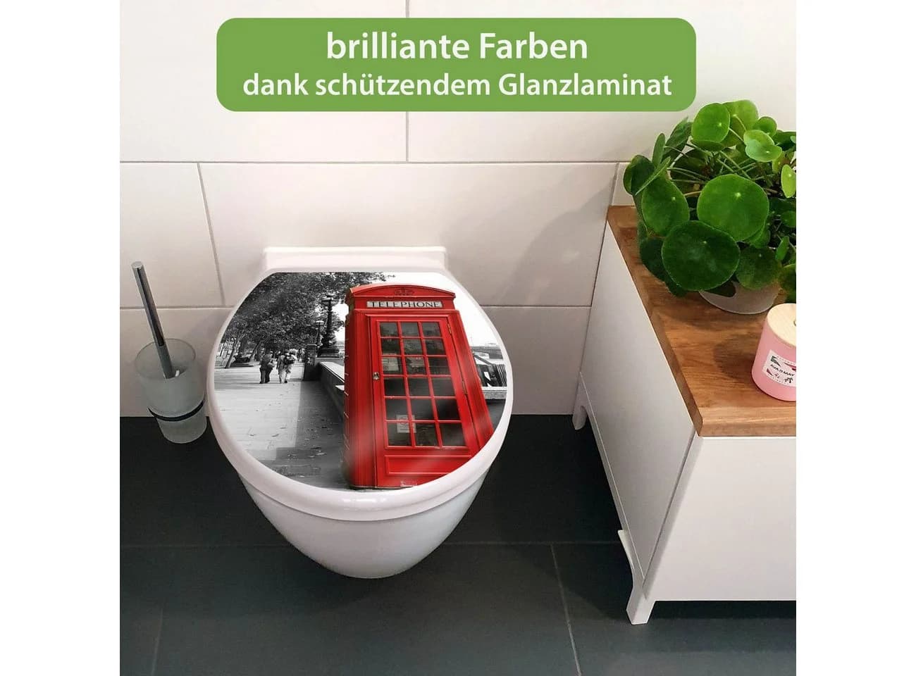 banjado WC-Sitz mit Absenkautomatik Motiv London Red Telephone