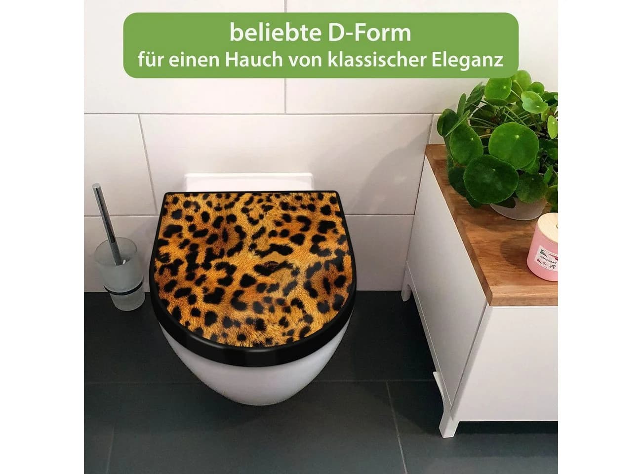 banjado WC-Sitz Premium D-Form Softclose Absenkautomatik Leopard